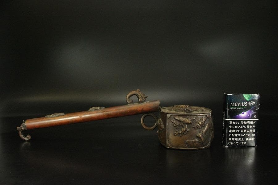 文房具 花鳥紋 矢立 銅製 600