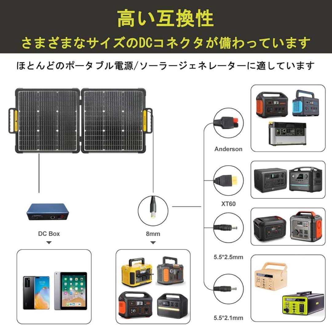 ソーラーパネル 100W ポータブル太陽光パネル 小型 ソーラーチャージャー