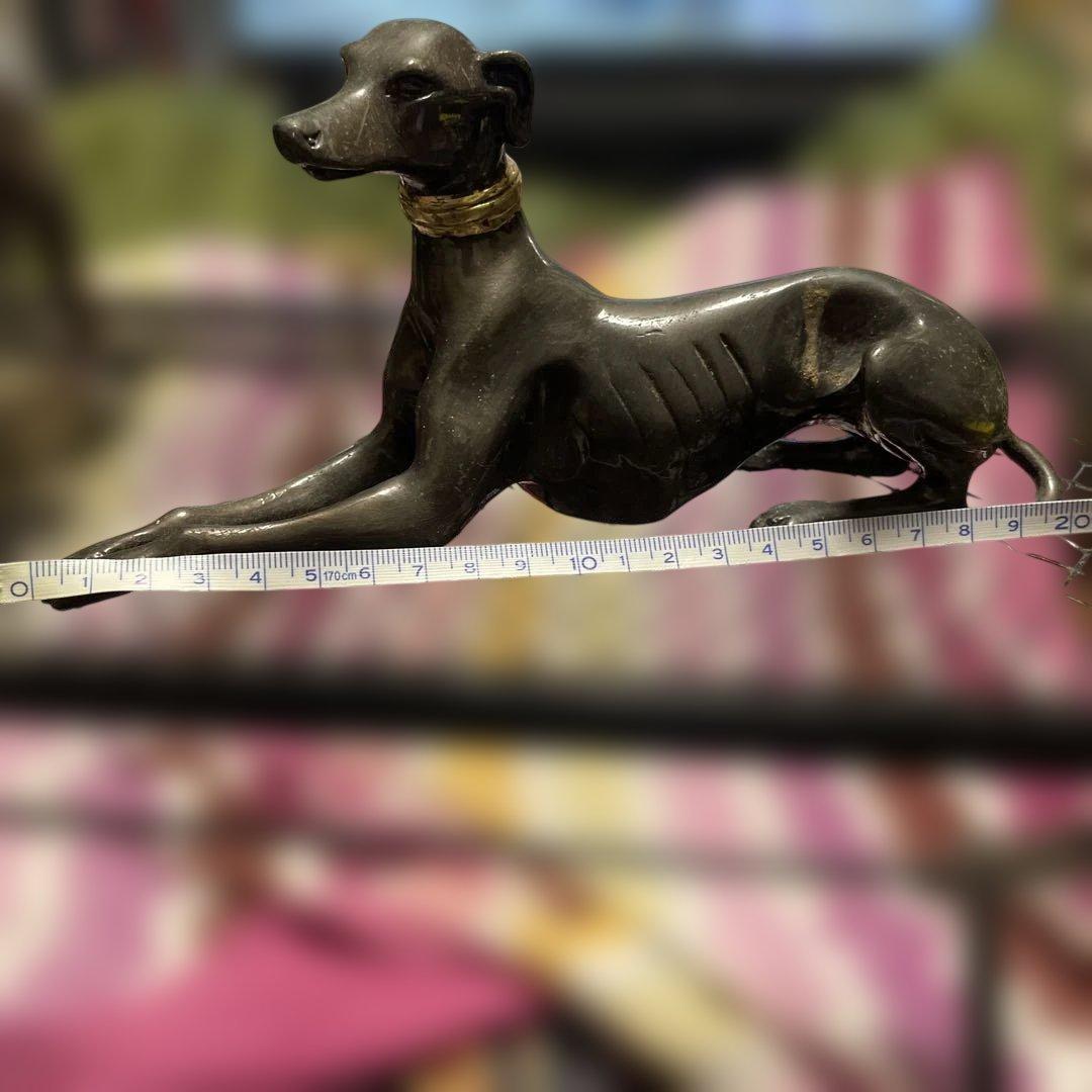犬 グレイハウンドのブロンズ？置物2体セット