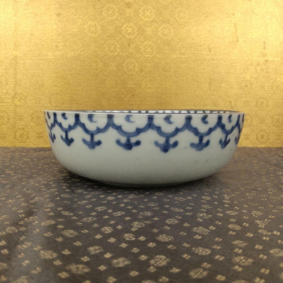 古伊万里　染付　瓔珞　団龍文　なます皿