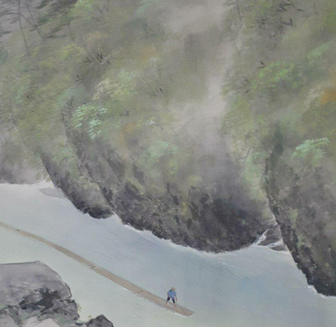 掛け軸/いかだ流し/白石勝敏？/二重箱