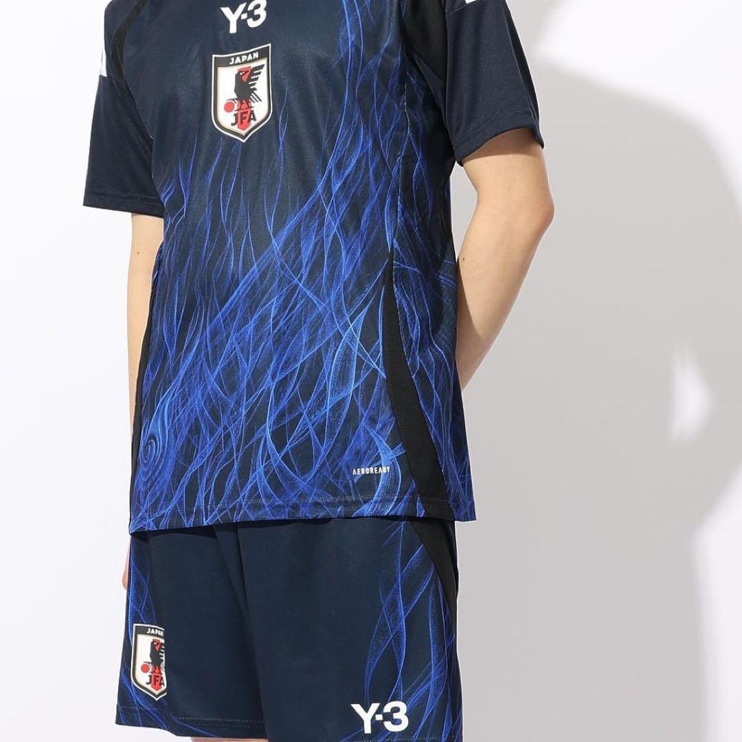 サッカー観戦に❤️Y-3 サッカーウェア ユニフォーム 青 Lサイズ