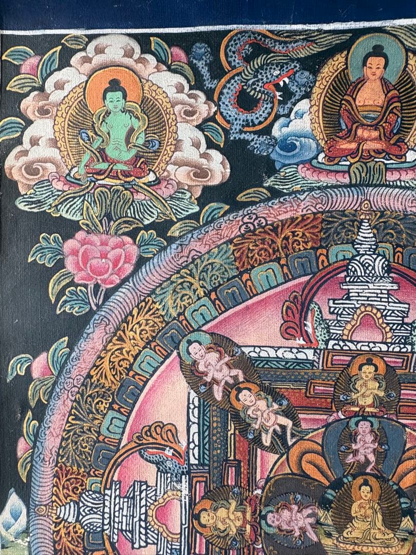 仏教曼荼羅 手描き 多色　ネパール