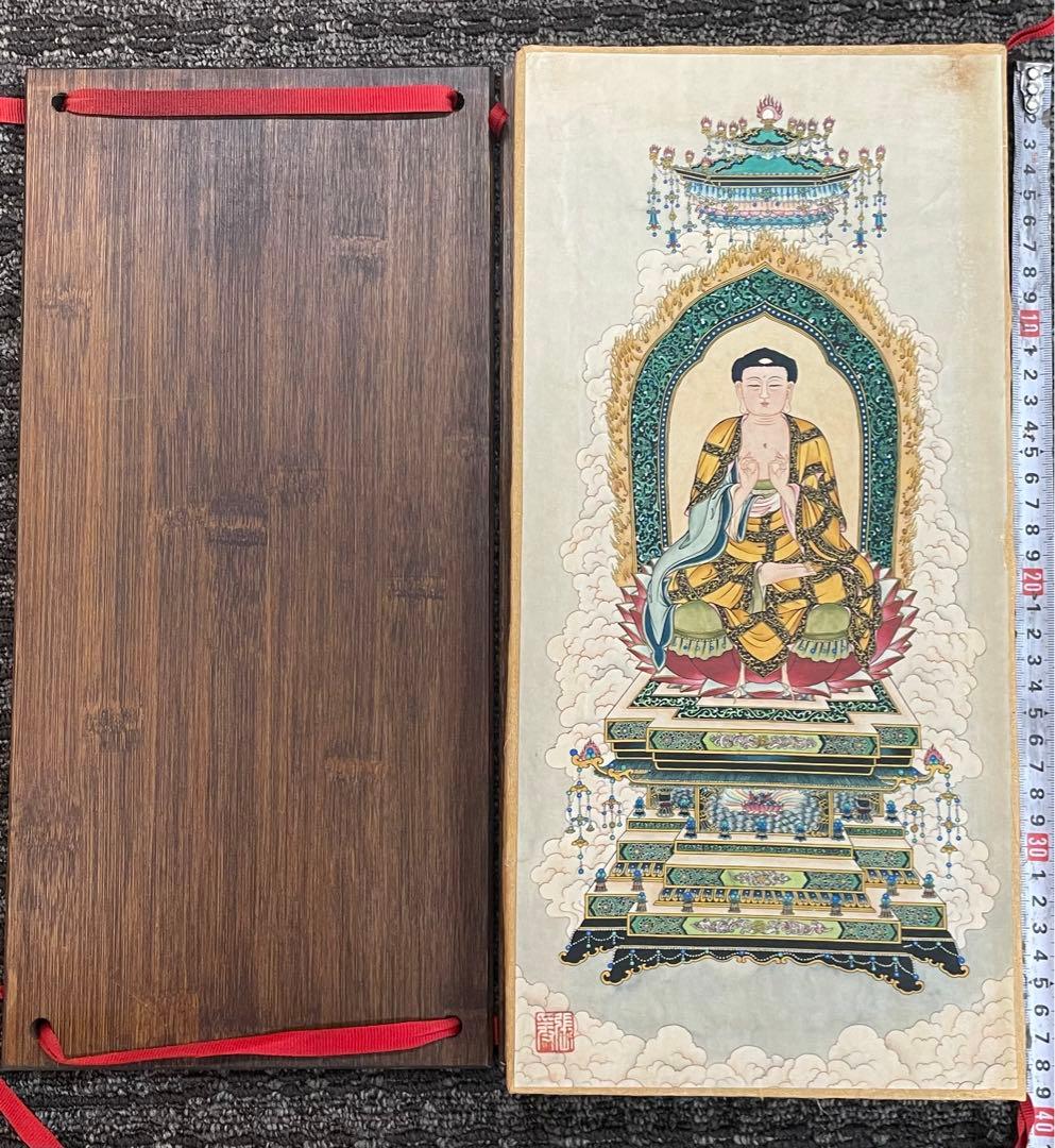 中国古美術・中国名家張大千氏　如来仏像水彩画8枚・板画絵画・書道・民国珍蔵絵画