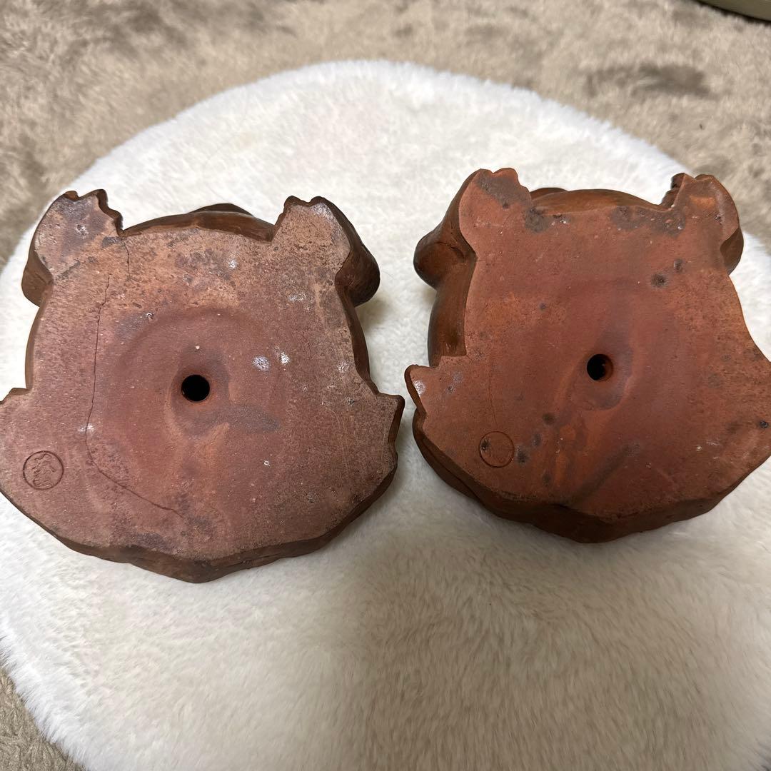 美品　備前焼　陶器 カエルの置物 2個セット