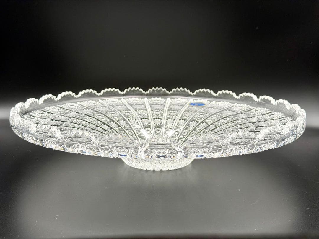 【未使用】ボヘミアクリスタル 大型コンポート 35cm チェコ製 飾り皿