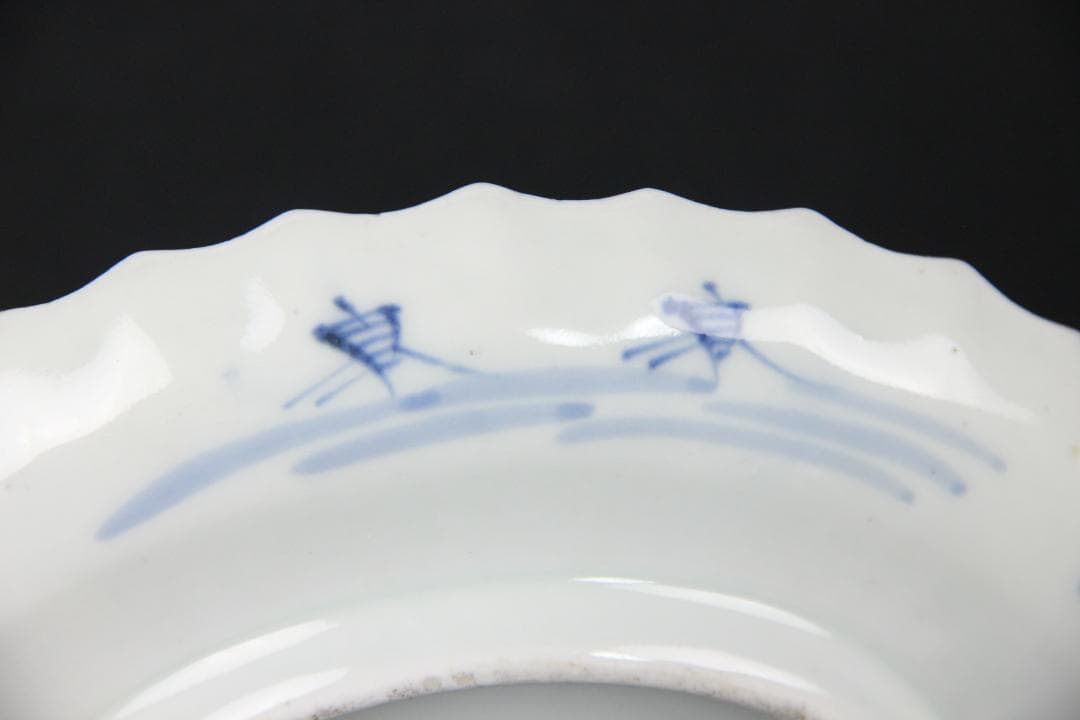 古伊万里 染付 山水図 五枚組 小皿 菓子皿 風景絵 江戸～明治期 Eo21-6