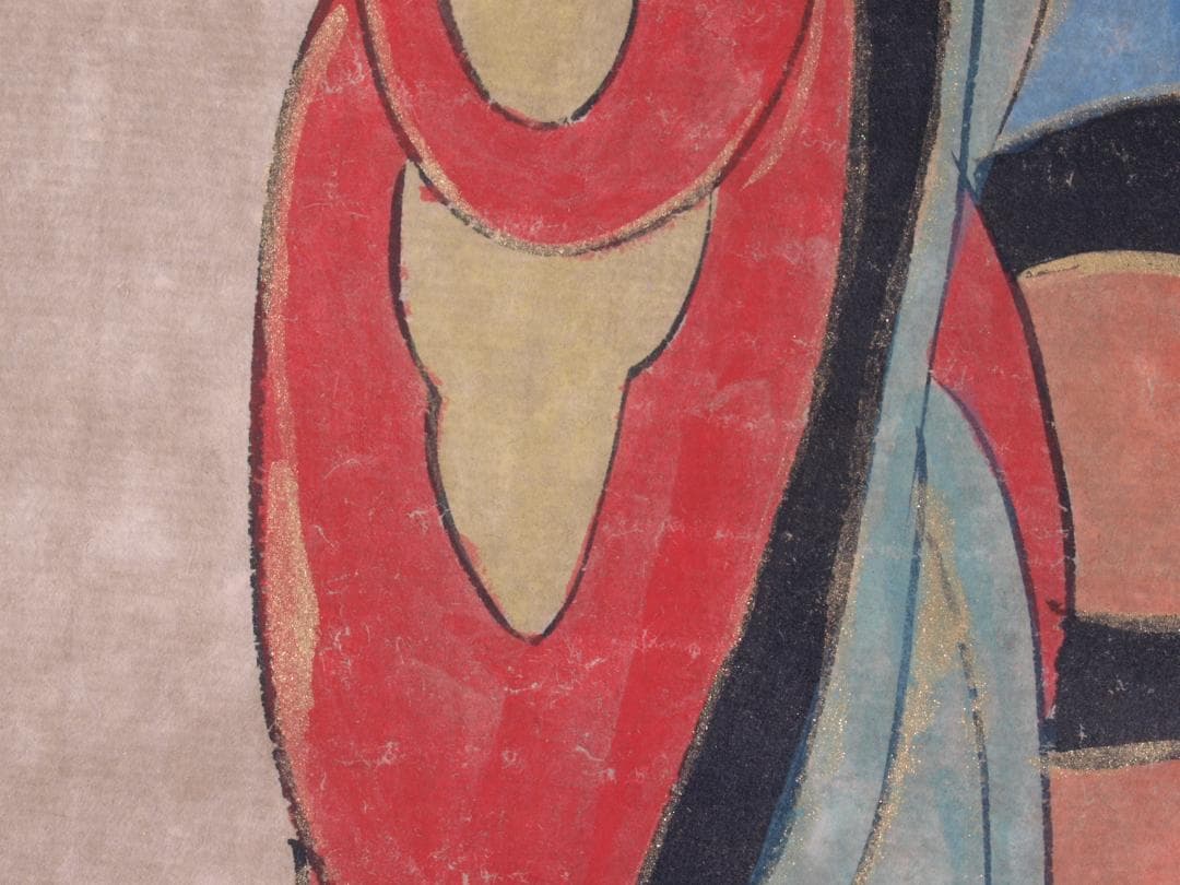 古民家整理品　中国清時代掛け軸　肉筆水彩絵　骨董品　唐物 R1700 C6-3