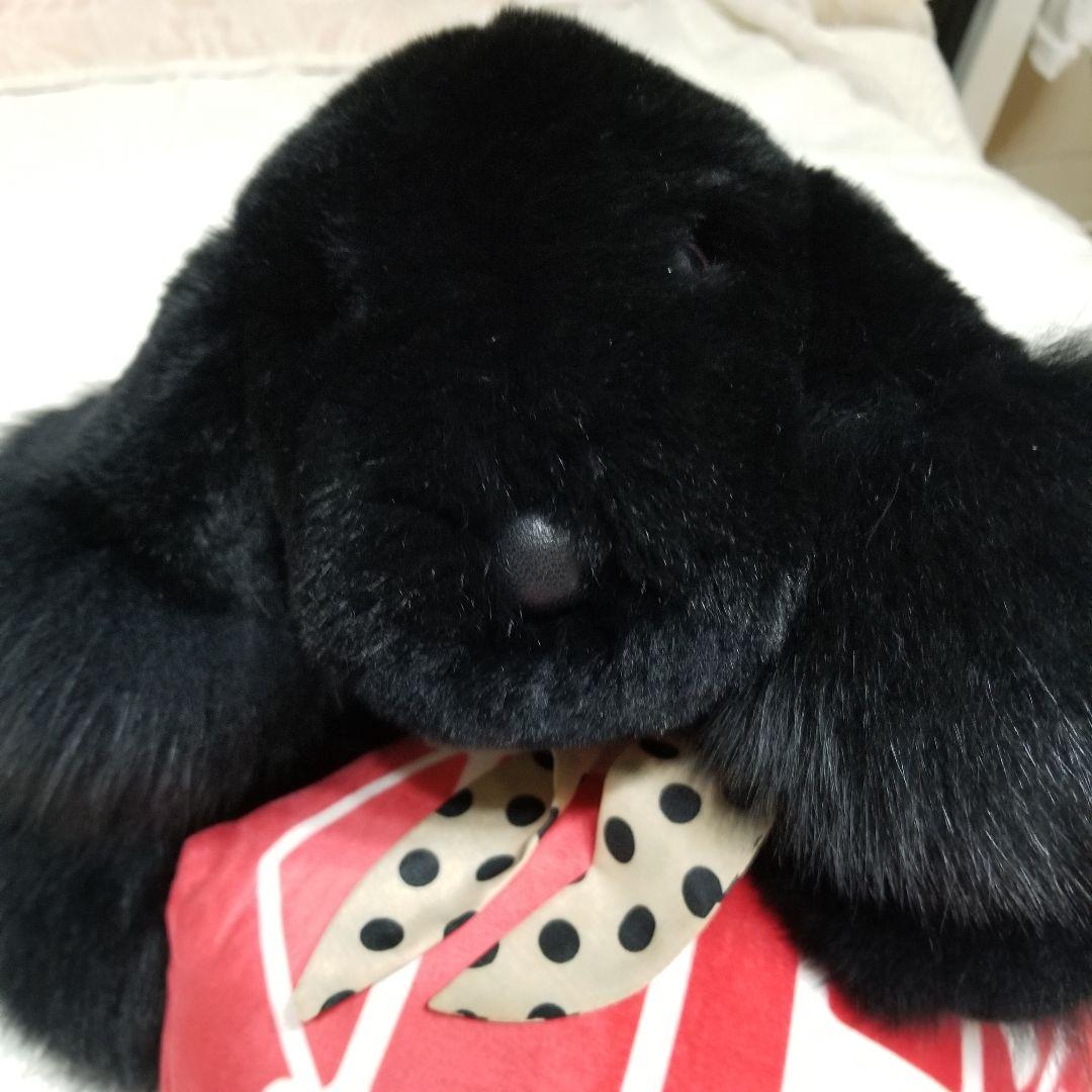 リアルファー　フォックス　レキッシュ　ブラック　犬ぬいぐるみ