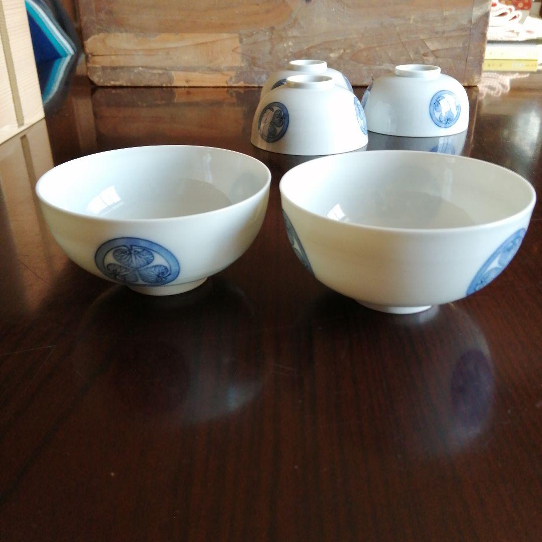 瀬戸焼　伊藤伊平　染付葵文汲出碗　5客　10cm