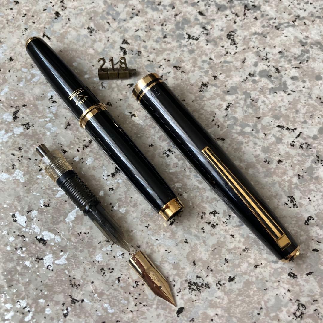 #218 オーバーホール済み 万年筆 プラチナ ショート ポケット 14k