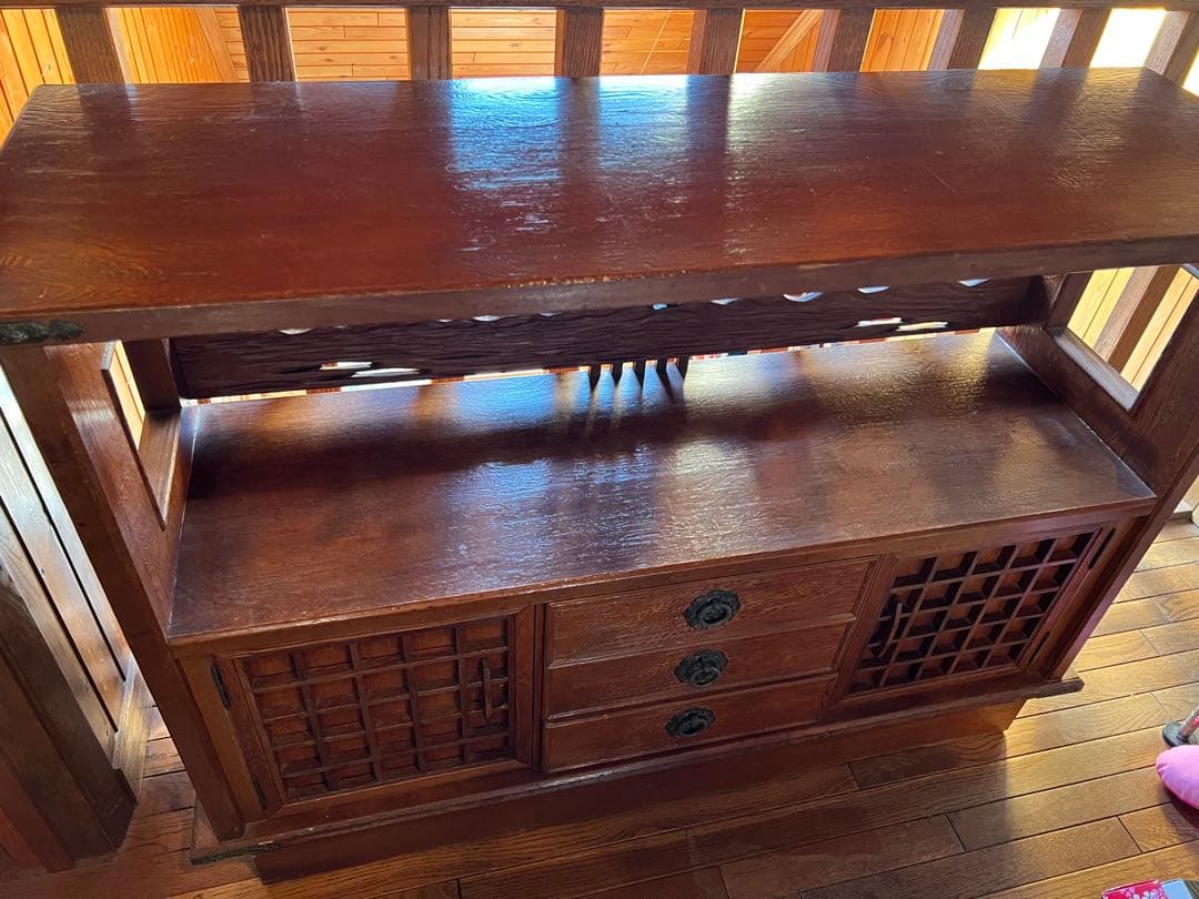 【和家具】茶箪笥 飾り棚 水屋箪笥 民芸家具　幅120cm 梱包たのメル便