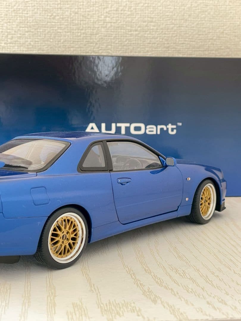オートアート 1/18 GT-R R34 湾岸ブルー BBS LMモデル
