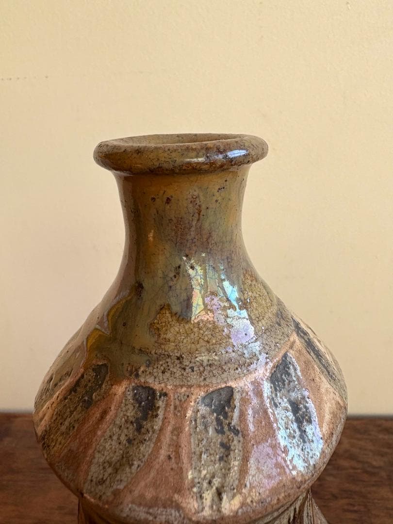 古琉球？嘉瓶（ゆしびん）花器　刷毛目　縄紋　筒描き　古民藝　バーナードリーチ