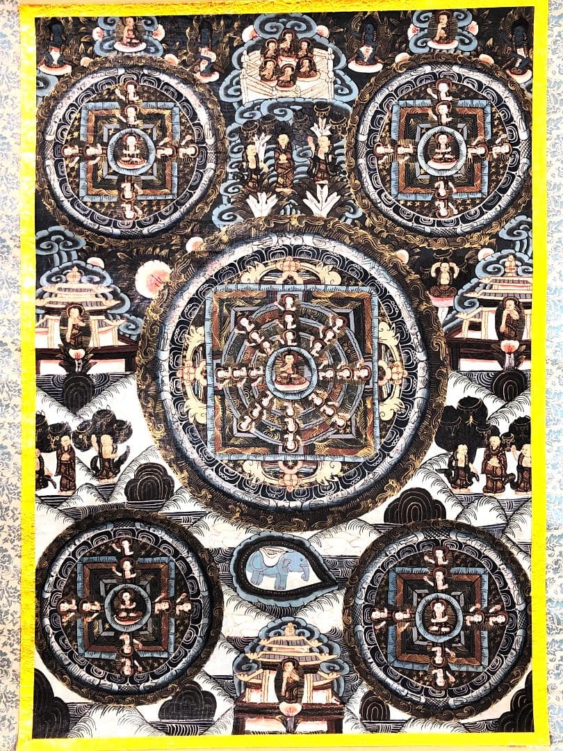 【 肉筆曼荼羅 】 骨董　軸装118×55ｃｍ