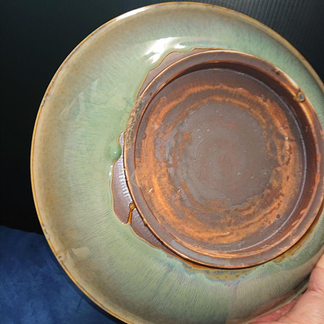 時代物、加藤五山、釣窯釉飾り皿貴重品