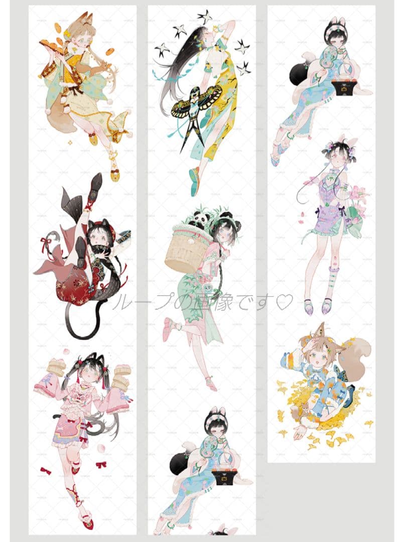 J949＃清风明月(PET)MOODTAPE切り売り海外人物マステ女の子