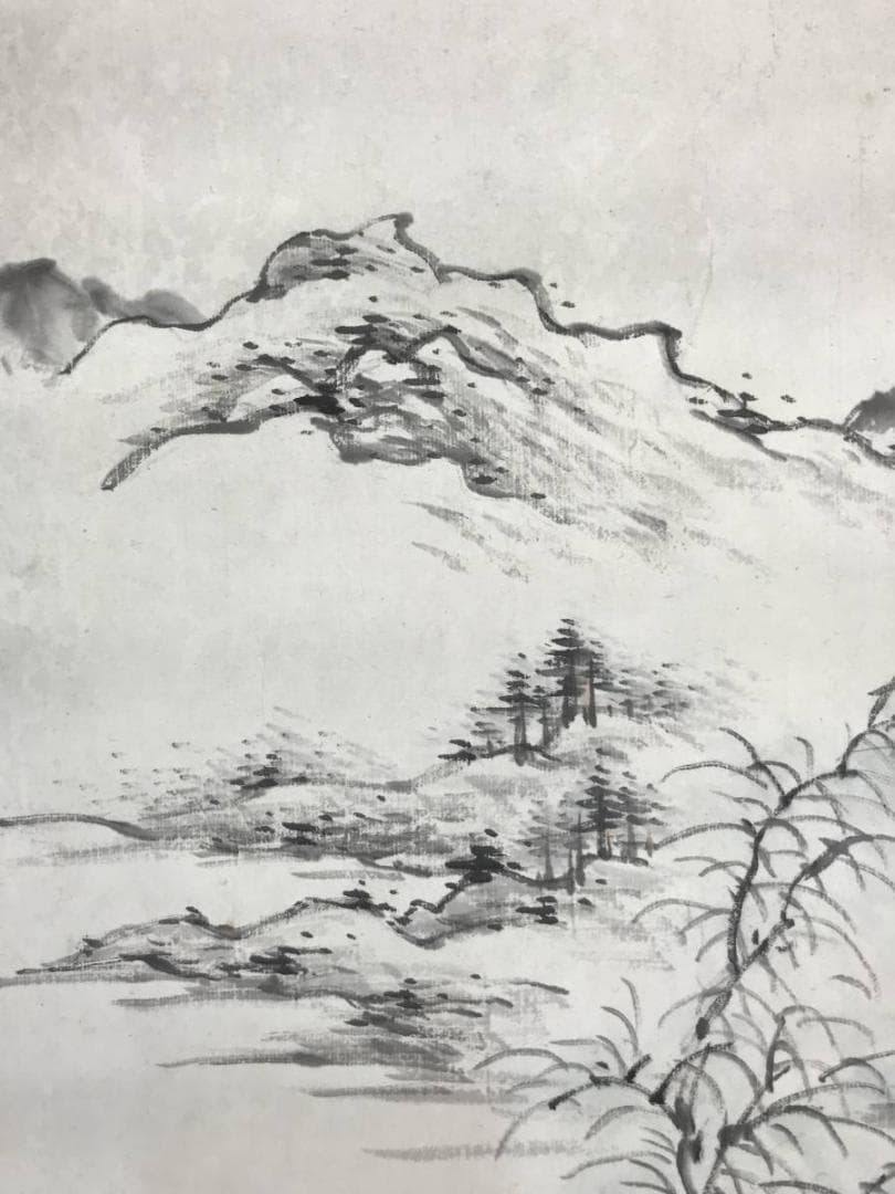【真作】錦江/山水遊舟画賛/山水図/掛軸/名家伝来/AC-238