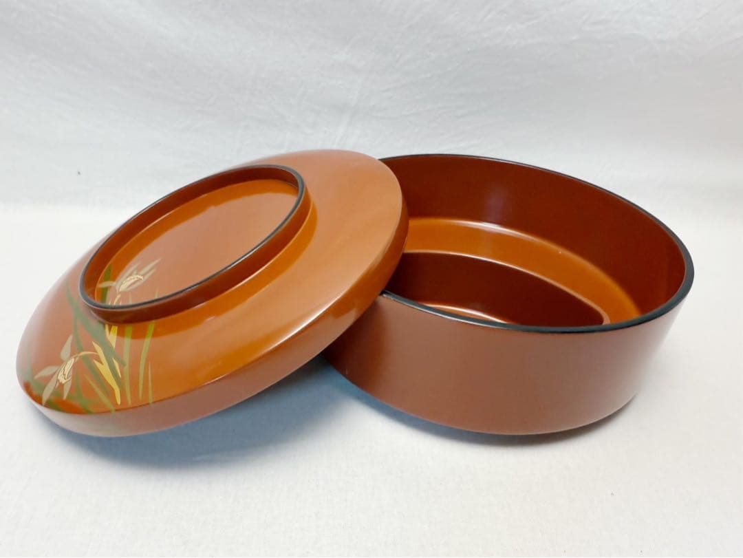 美品 茶道具 木製古代朱塗 蘭蒔絵 多用鉢 菓子鉢 天麩羅 どんぶり等 5客揃