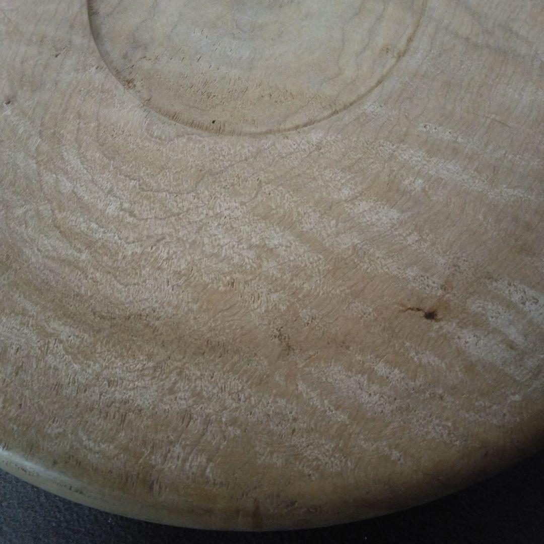 丸盆　くり抜き木工品　無垢材