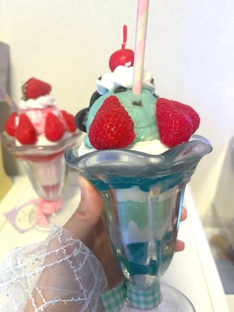 Cerise♡パフェ型キャンドル いちごパフェ&チョコミントパフェ、おまけ