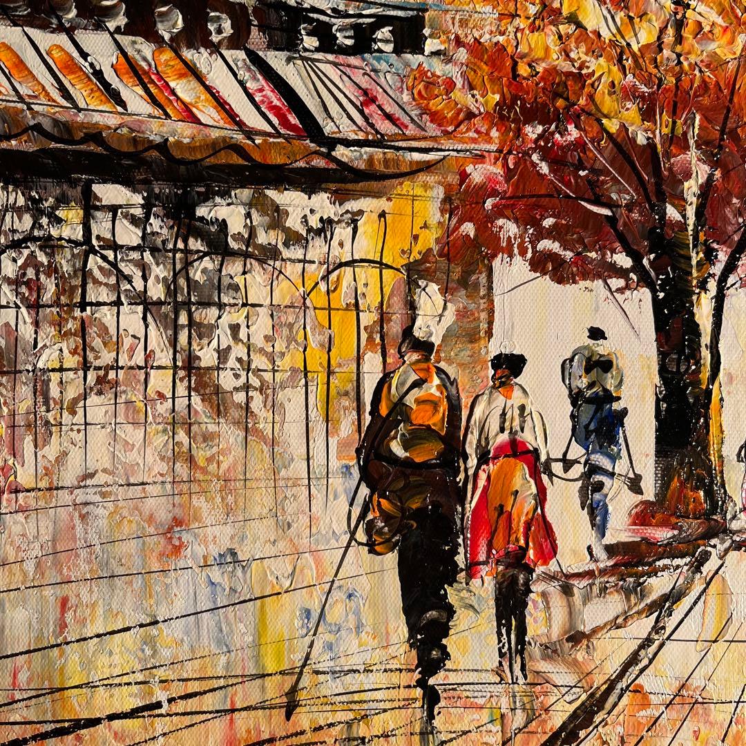 手書き油絵 パリの風景 エッフェル塔 肉筆絵画 インテリア 油彩画