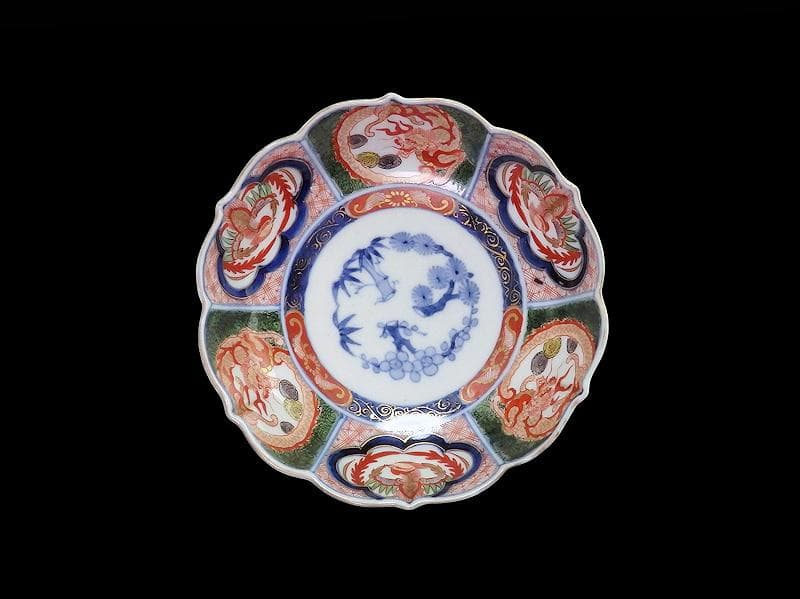 大聖寺伊万里　金襴手　団龍紋に鳳凰の図　膾皿　N514AS-CVq