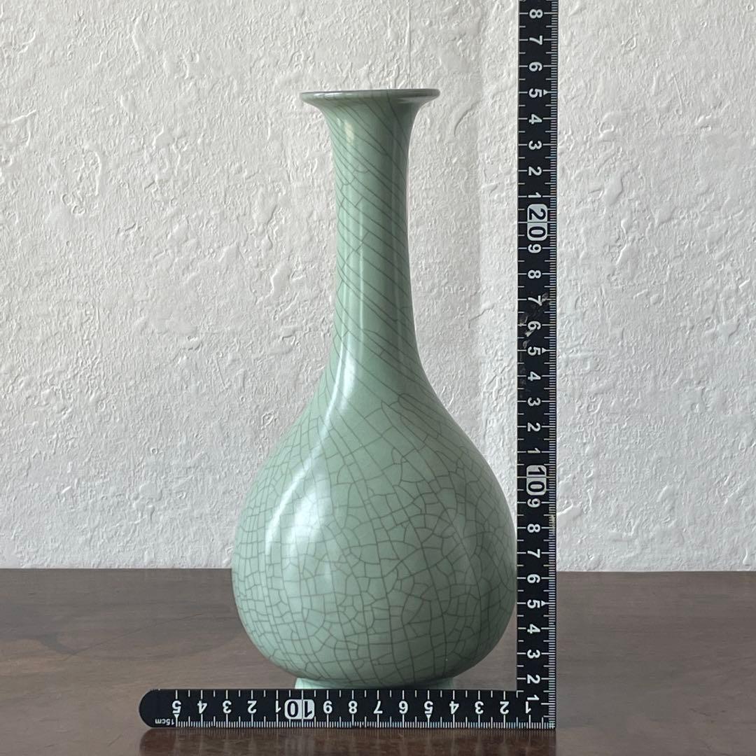 中島ブルーの傑作　人間国宝　中島宏　青磁　花入　共箱　花器　花瓶　壷　青瓷