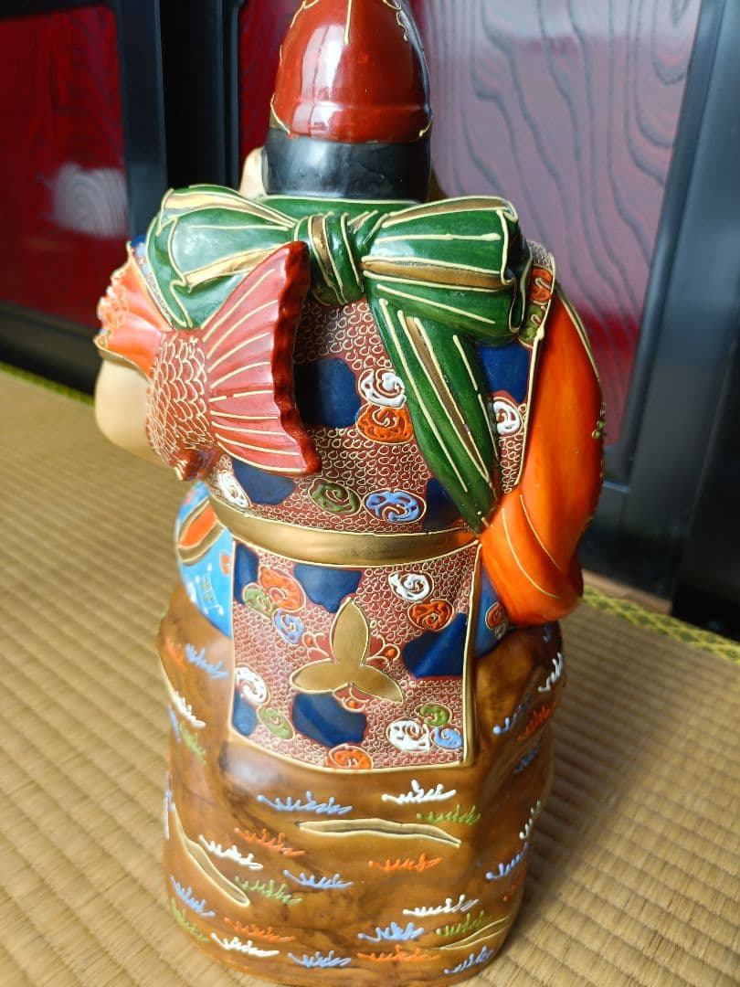 最高級九谷焼七福神（大黒天、恵比寿）置物2体セット　九谷岡山作