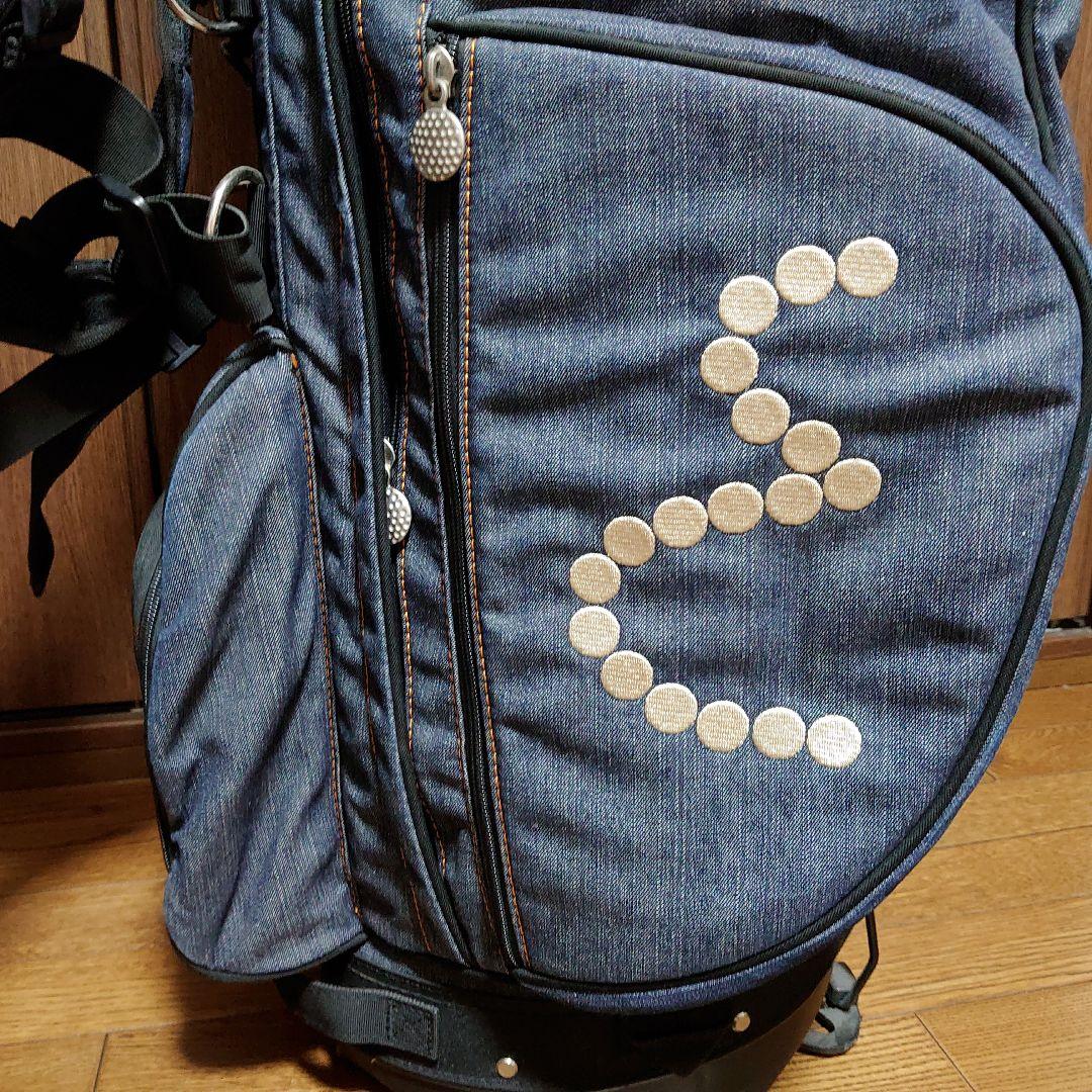 EVISU GOLF キャディバッグ ゴルフバッグ デニム スタンド付 芝生くん