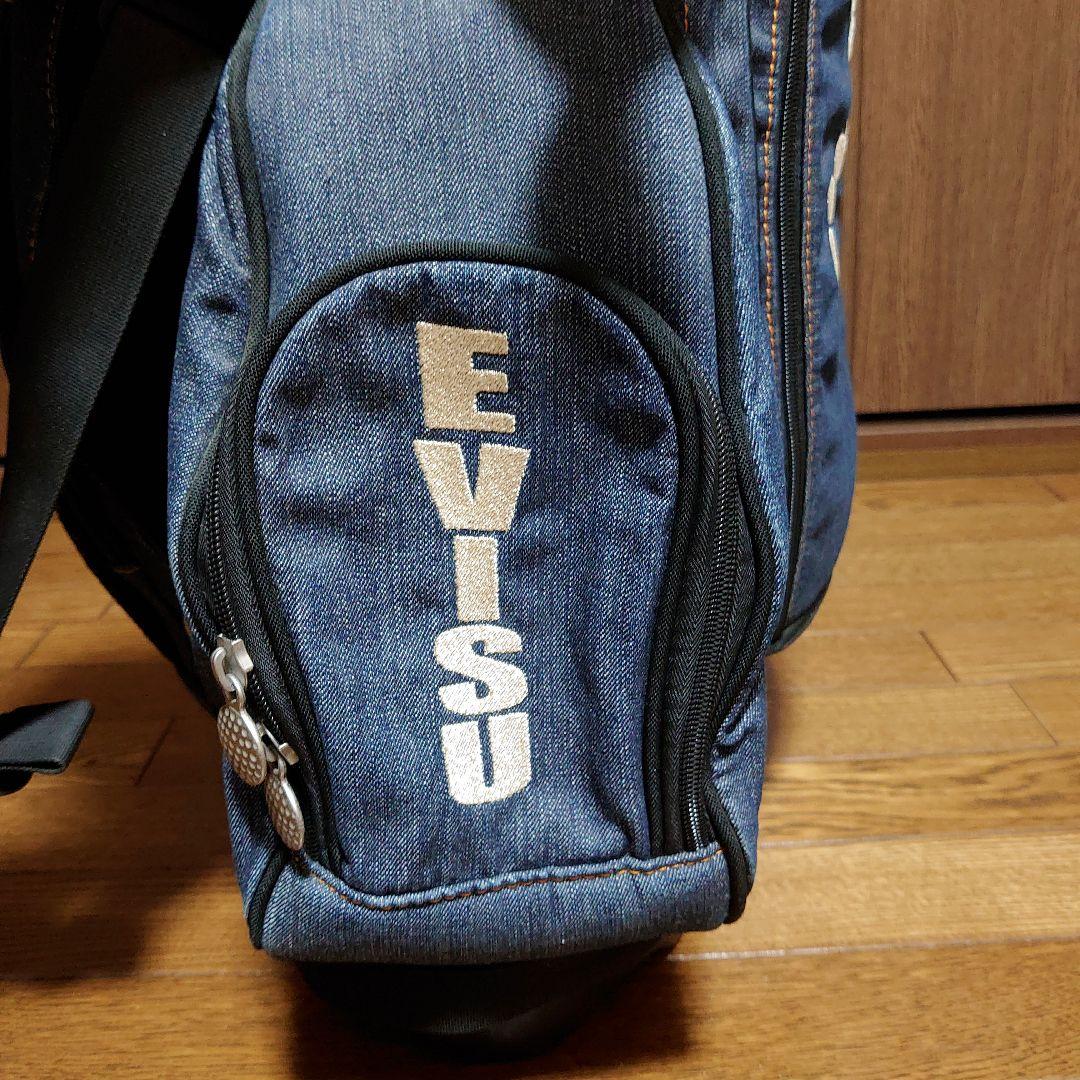 EVISU GOLF キャディバッグ ゴルフバッグ デニム スタンド付 芝生くん