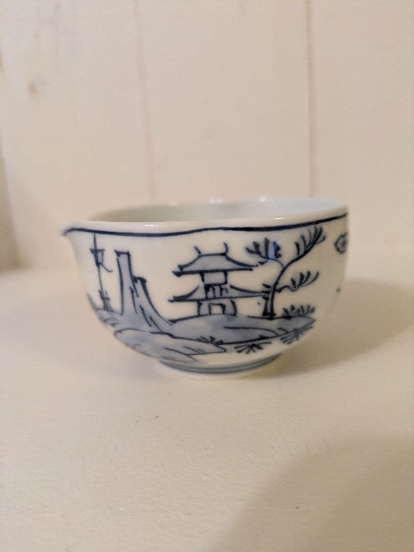 染付山水絵　煎茶器揃　平安京泉作　京焼　清水焼