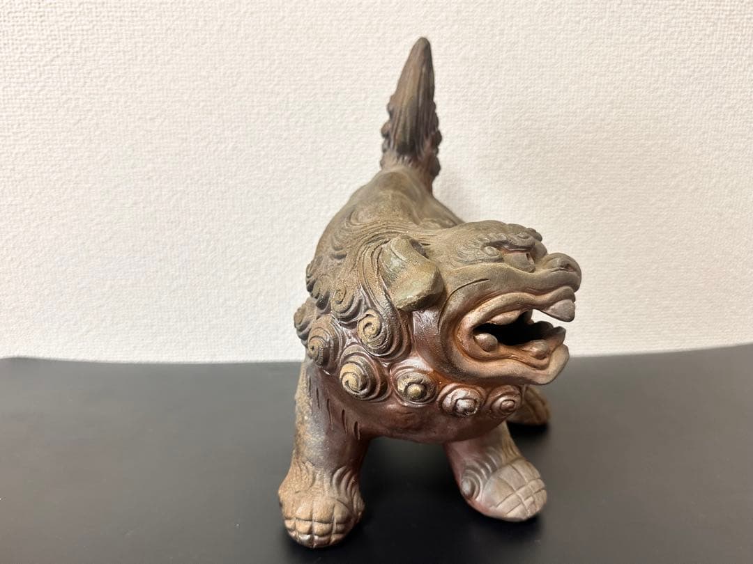 備前焼 唐獅子 置物 木南知加選 在刻銘 時代物 古美術 骨董品 縁起物 極上品