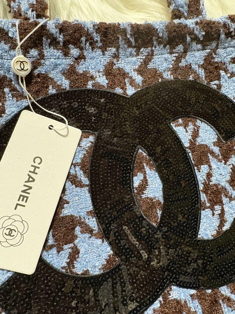 y*a様 シャネル CHANEL 千鳥 ブルー スパンコール トートバッグ／#0