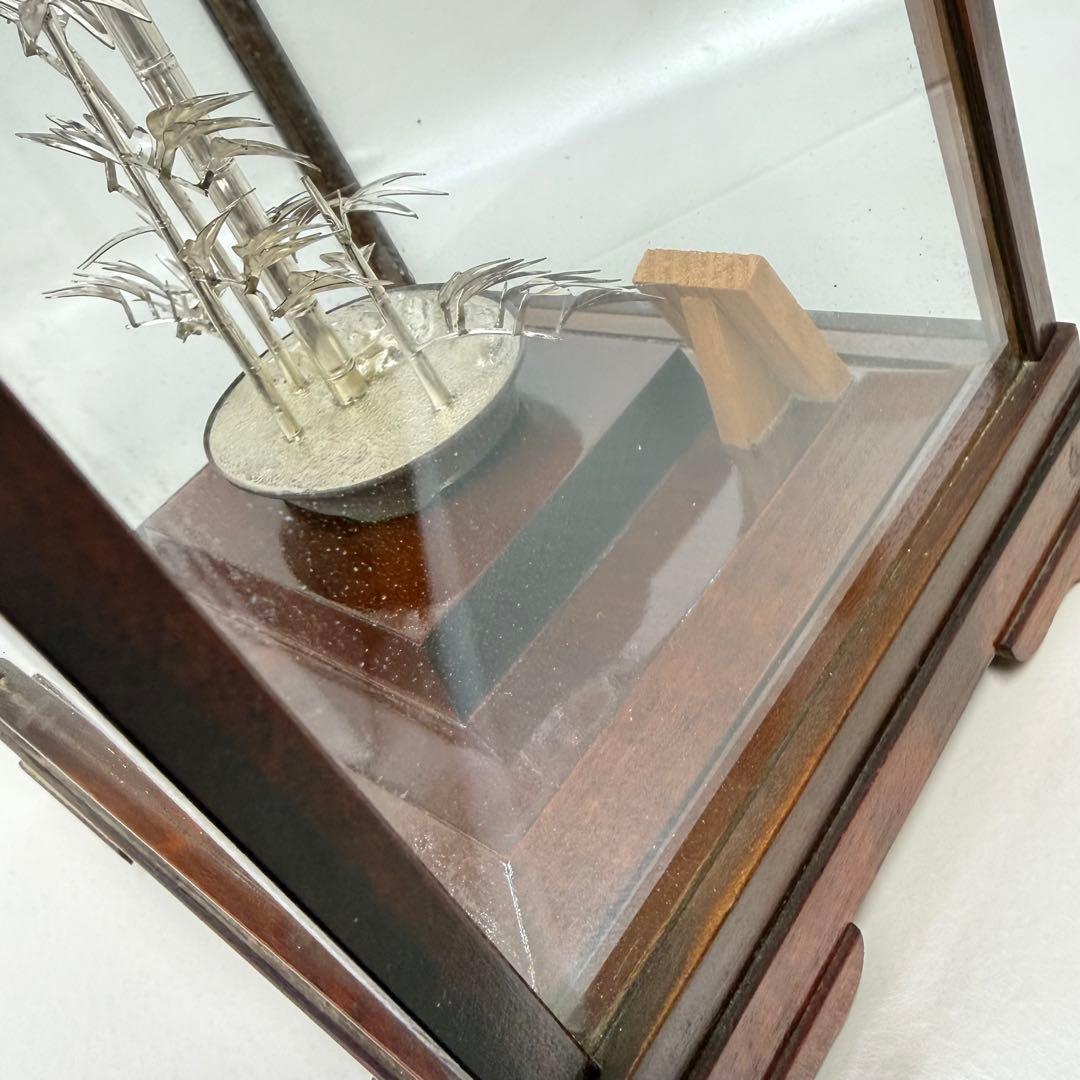 光則作銀製竹　洋銀製純銀仕上げ 竹の置物 開運 純銀製　竹　光則作