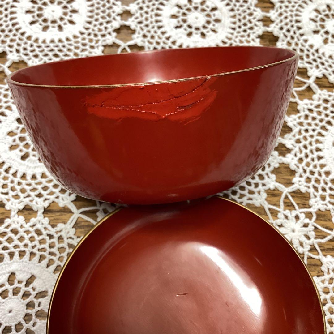 k2f20 朱　牡丹　吸物椀10客