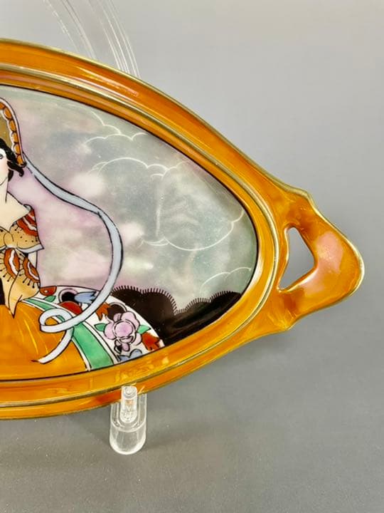 オールドノリタケ デコレディ ハンドル付 トレイ型 絵皿 アールデコ ラスター彩