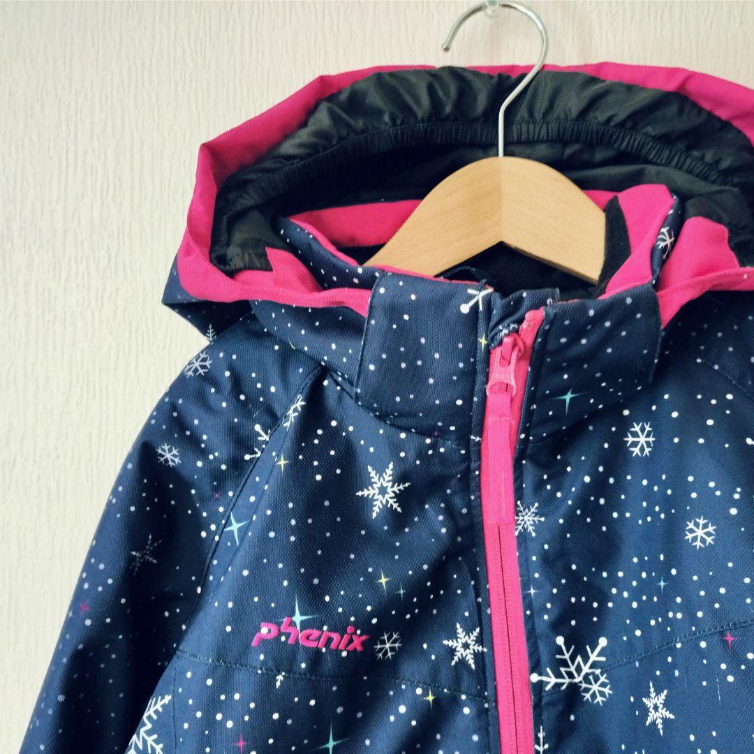 美品 Phenixスキーウェア 女の子 上下 140 130 雪結晶☆紺ピンク