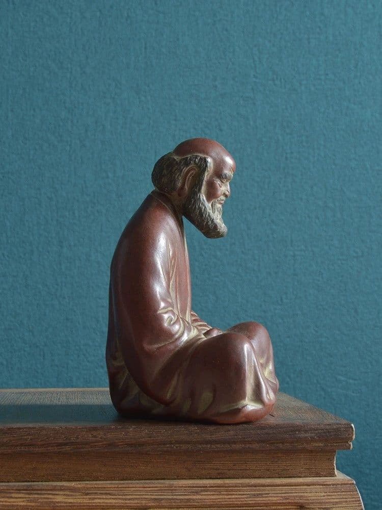 紫砂仏像 座禅達磨祖師像 茶道具 茶寵 装飾品 工芸品 置物