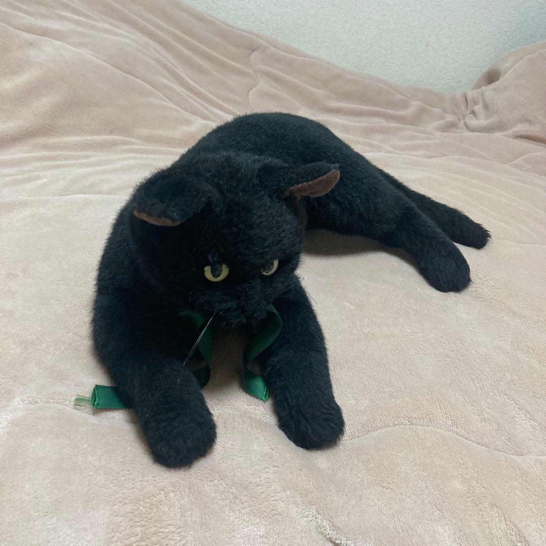 四季オリジナル　ぬいぐるみ　黒猫　中古品　寝そべりポーズ　中古品