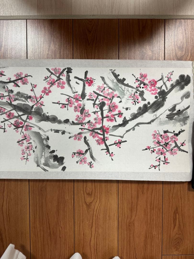 梅水墨画 掛軸