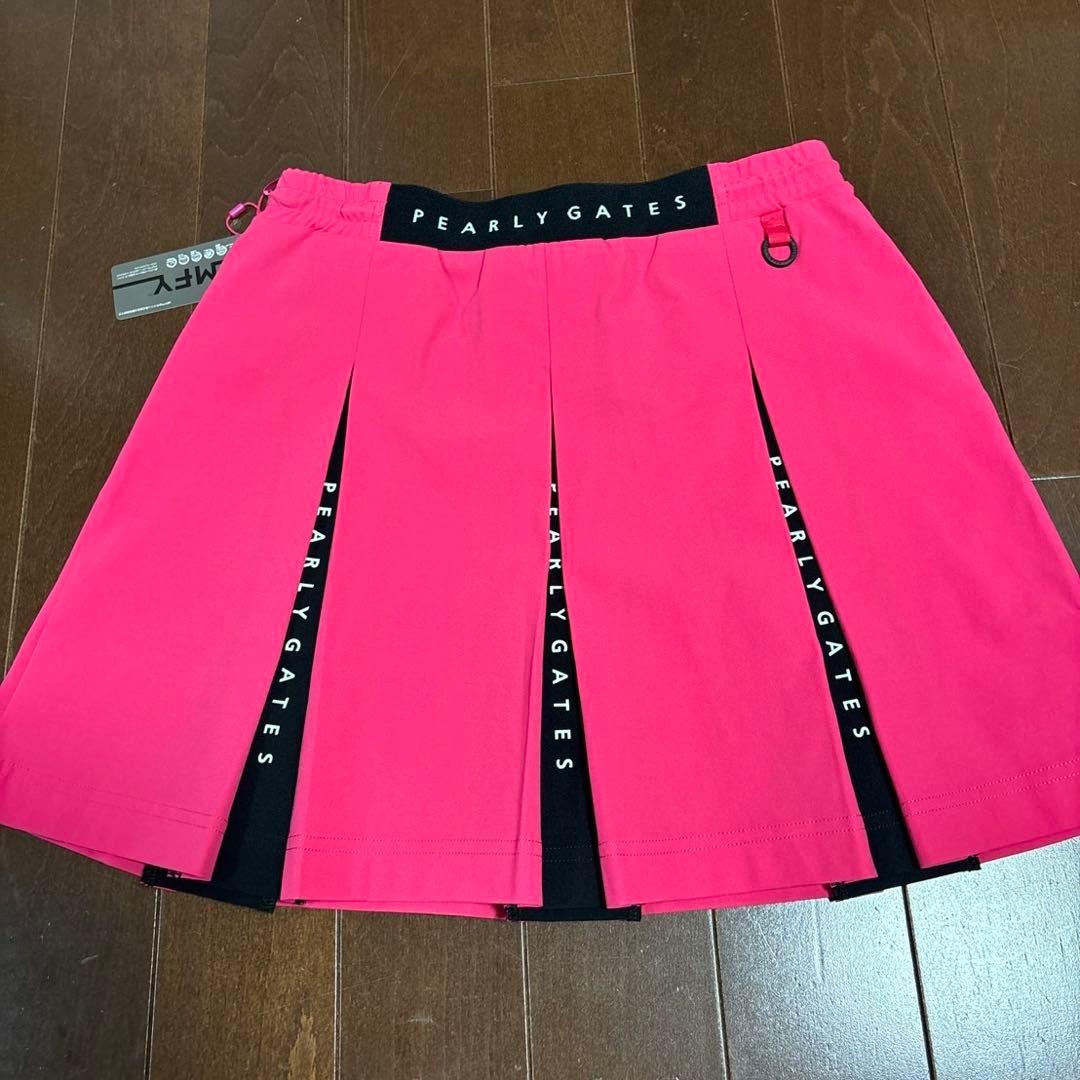 パーリーゲイツMFY裏カノコプリーズスカート ピンク×ブラックサイズ1