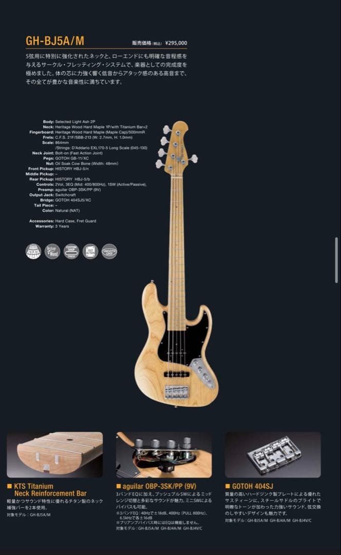 history GH-BJ5A/M エレキ5弦ベース