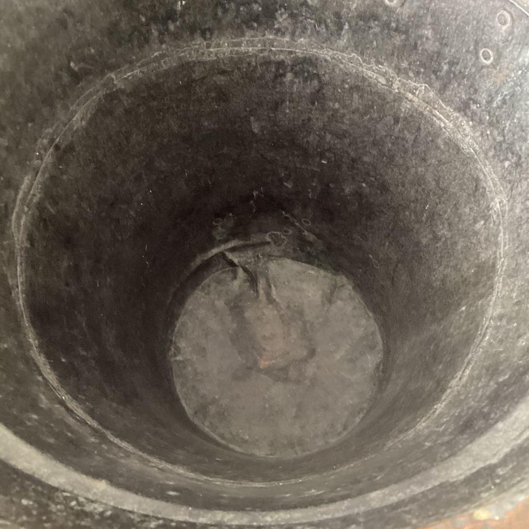 大きな銅製アンティークバケツ　傘立て　装飾レリーフ　Grape Hod フランス