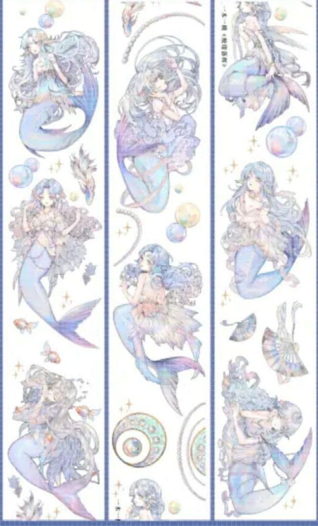 墨魚様SET ★ 海外 マスキングテープ マステ PET 装飾 人物 贝壳光