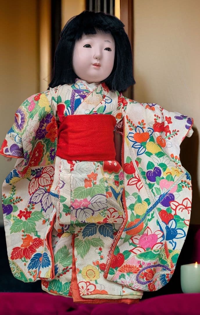 w*e様 市松人形 　川島秀山　(清次郎)　花柄着物　12号