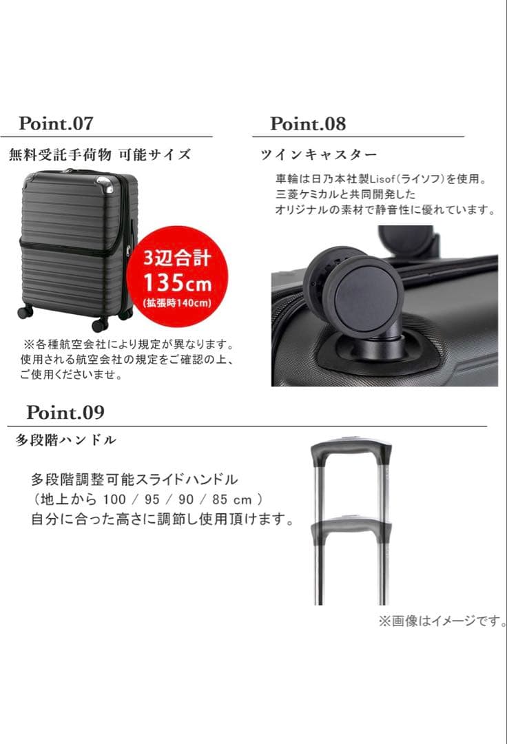 ブラックキャリーケース 4輪 ストライプデザイン