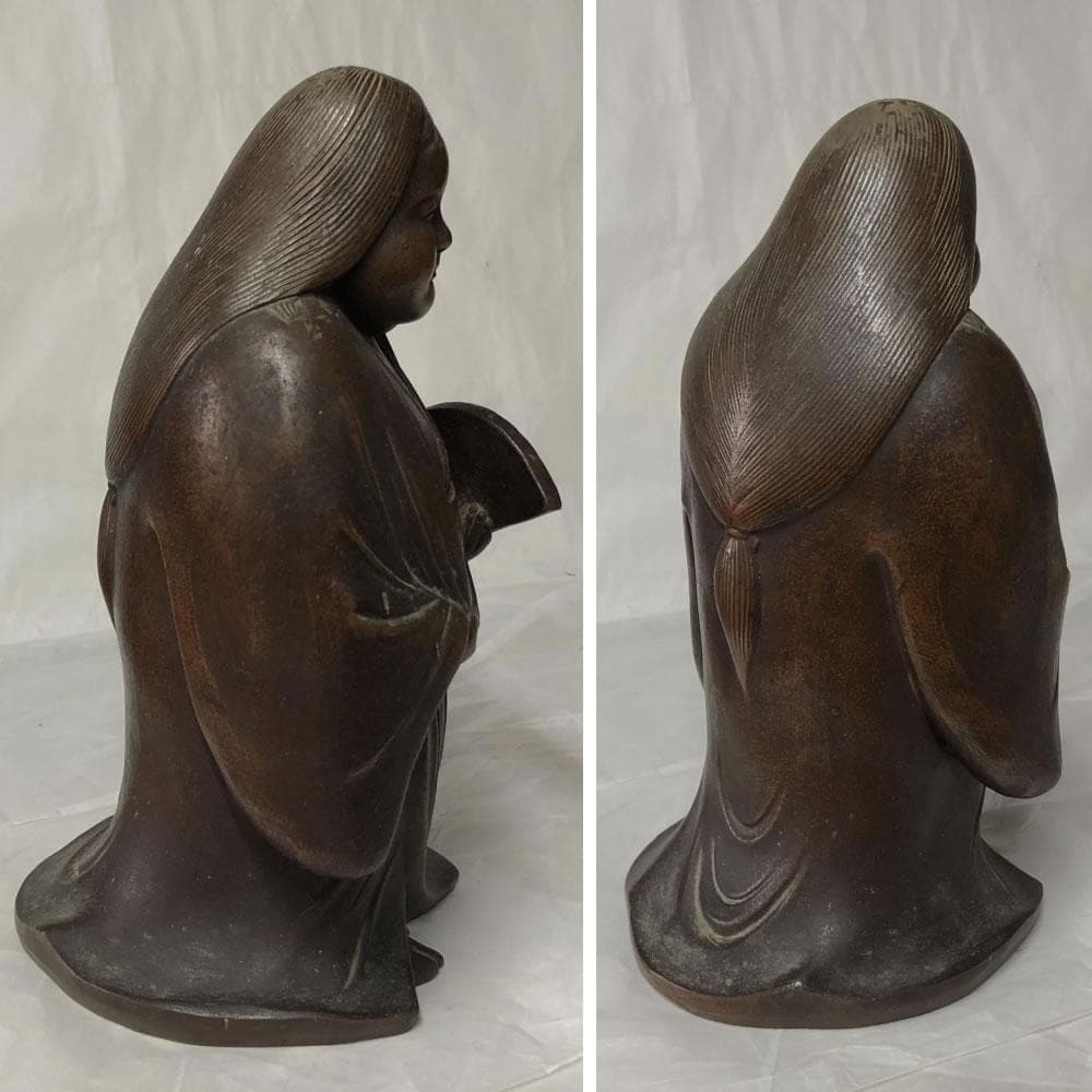 e2722 備前焼 お福 高さ24cm お多福 お福人形 お福さん 置物