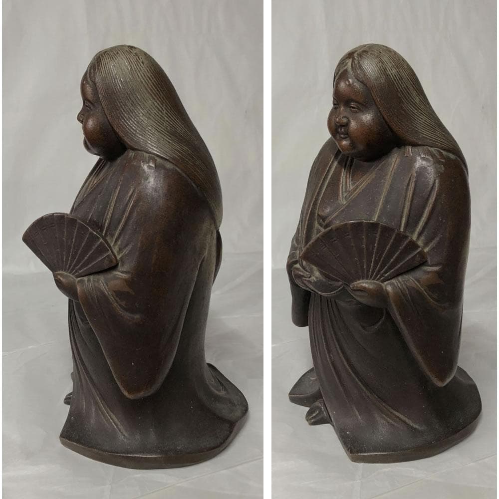 e2722 備前焼 お福 高さ24cm お多福 お福人形 お福さん 置物