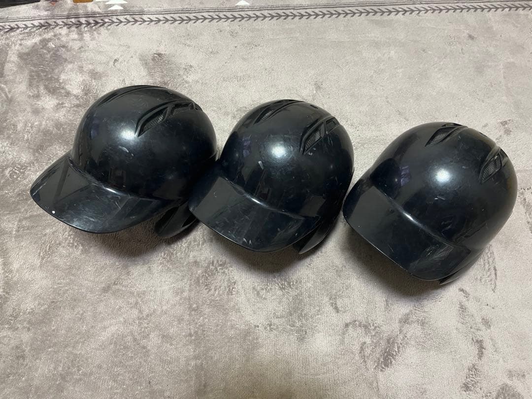 バッター用ヘルメット 3個セット 黒